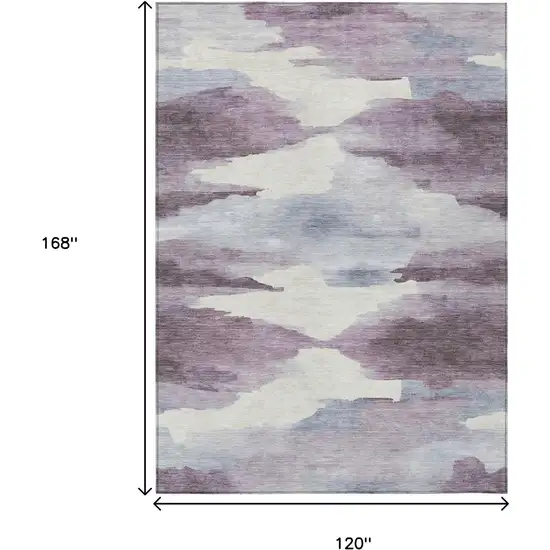Plum And Ivory Abstract Washable Indoor Outdoor Area Rug Photo 3