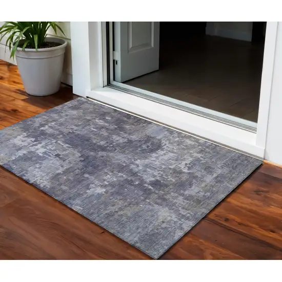 Plum And Ivory Abstract Washable Indoor Outdoor Area Rug Photo 1