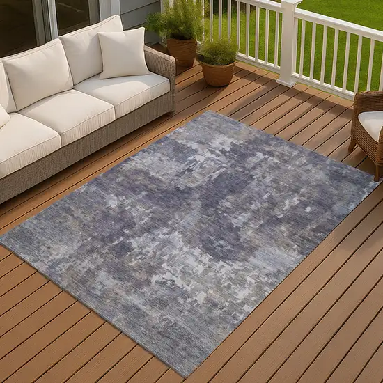 Plum And Ivory Abstract Washable Indoor Outdoor Area Rug Photo 4