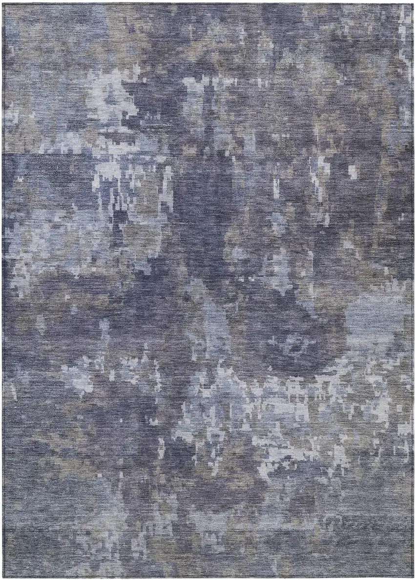 Plum And Ivory Abstract Washable Indoor Outdoor Area Rug Photo 1