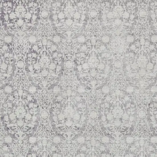 Plum And Ivory Damask Washable Area Rug With UV Protection Photo 2