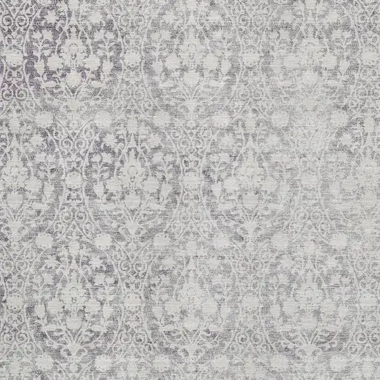 Plum And Ivory Damask Washable Area Rug With UV Protection Photo 2