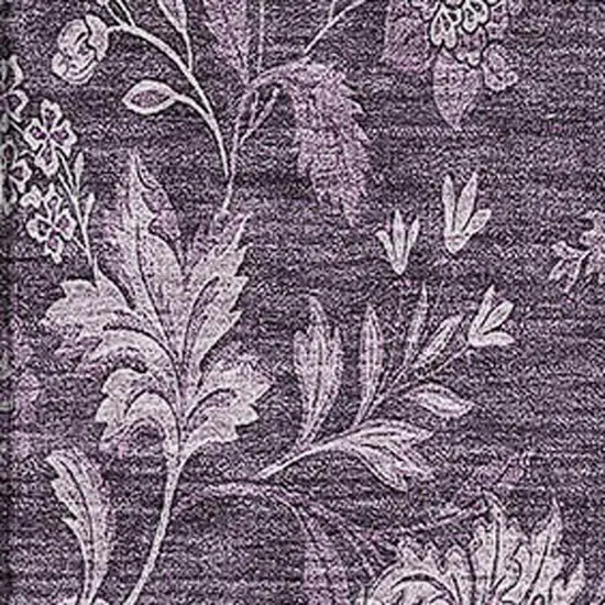 Plum And Ivory Floral Washable Area Rug With UV Protection Photo 3