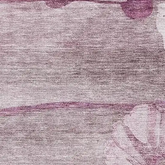 Plum And Ivory Floral Washable Area Rug With UV Protection Photo 4