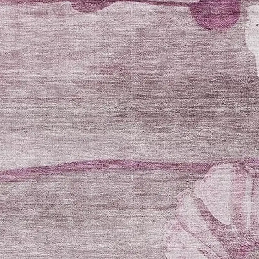 Plum And Ivory Floral Washable Area Rug With UV Protection Photo 4