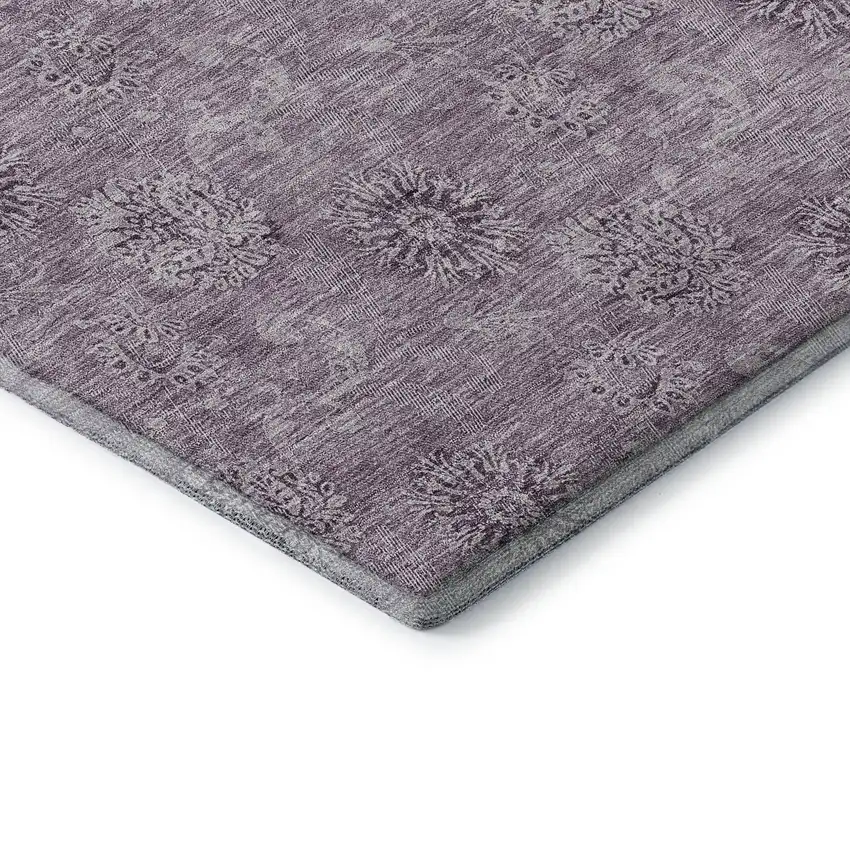 Plum And Ivory Floral Washable Area Rug With UV Protection Photo 8