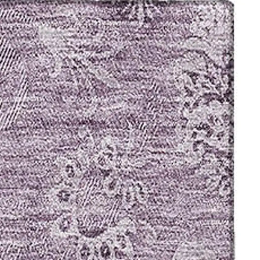 Plum And Ivory Floral Washable Area Rug With UV Protection Photo 4