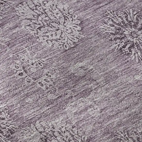 Plum And Ivory Floral Washable Area Rug With UV Protection Photo 8