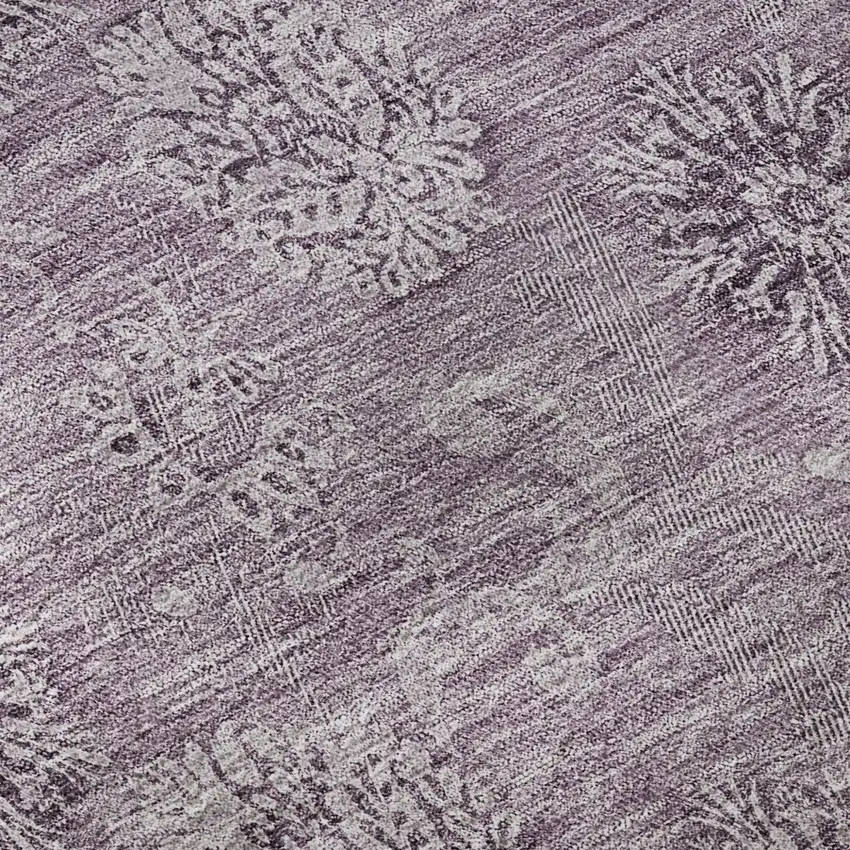 Plum And Ivory Floral Washable Area Rug With UV Protection Photo 8