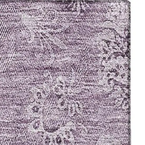 Plum And Ivory Floral Washable Area Rug With UV Protection Photo 4
