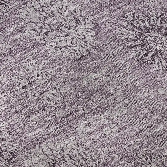 Plum And Ivory Floral Washable Area Rug With UV Protection Photo 9