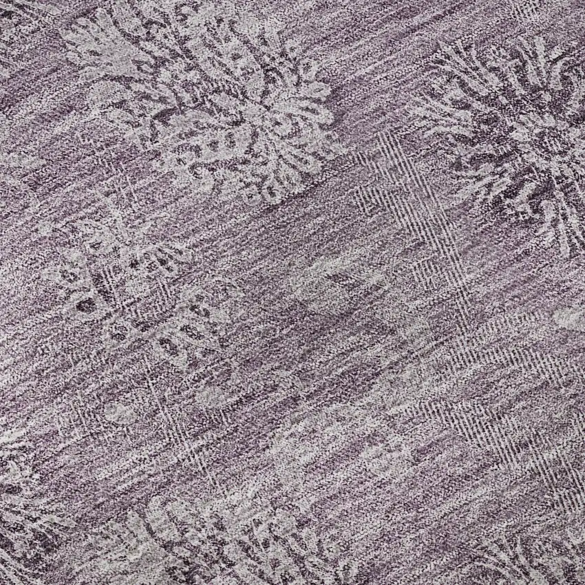 Plum And Ivory Floral Washable Area Rug With UV Protection Photo 9