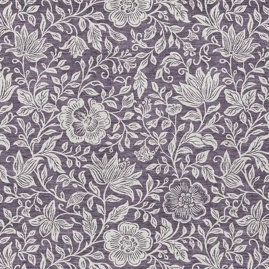 Plum And Ivory Floral Washable Indoor Outdoor Area Rug Photo 2