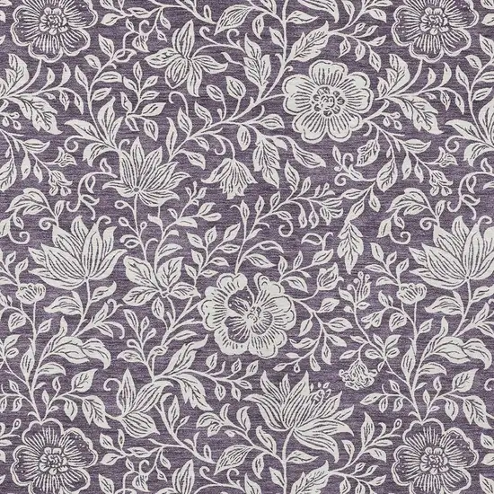 Plum And Ivory Floral Washable Indoor Outdoor Area Rug Photo 2