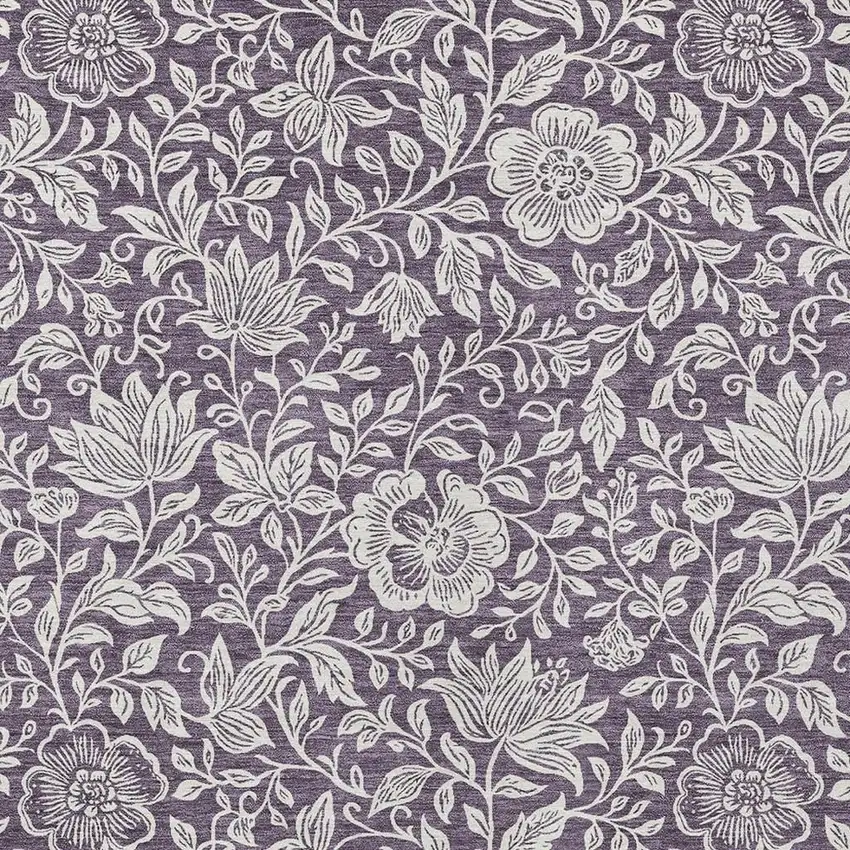 Plum And Ivory Floral Washable Indoor Outdoor Area Rug Photo 2