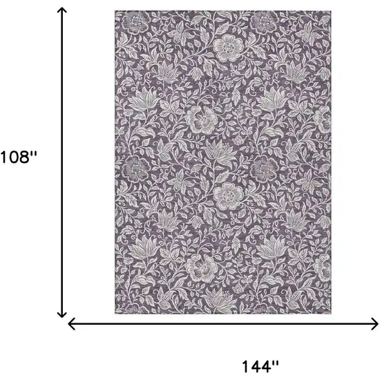 Plum And Ivory Floral Washable Indoor Outdoor Area Rug Photo 6