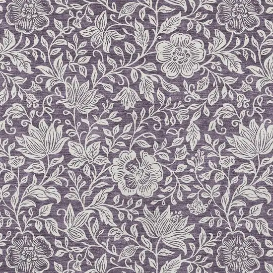 Plum And Ivory Floral Washable Indoor Outdoor Area Rug Photo 2