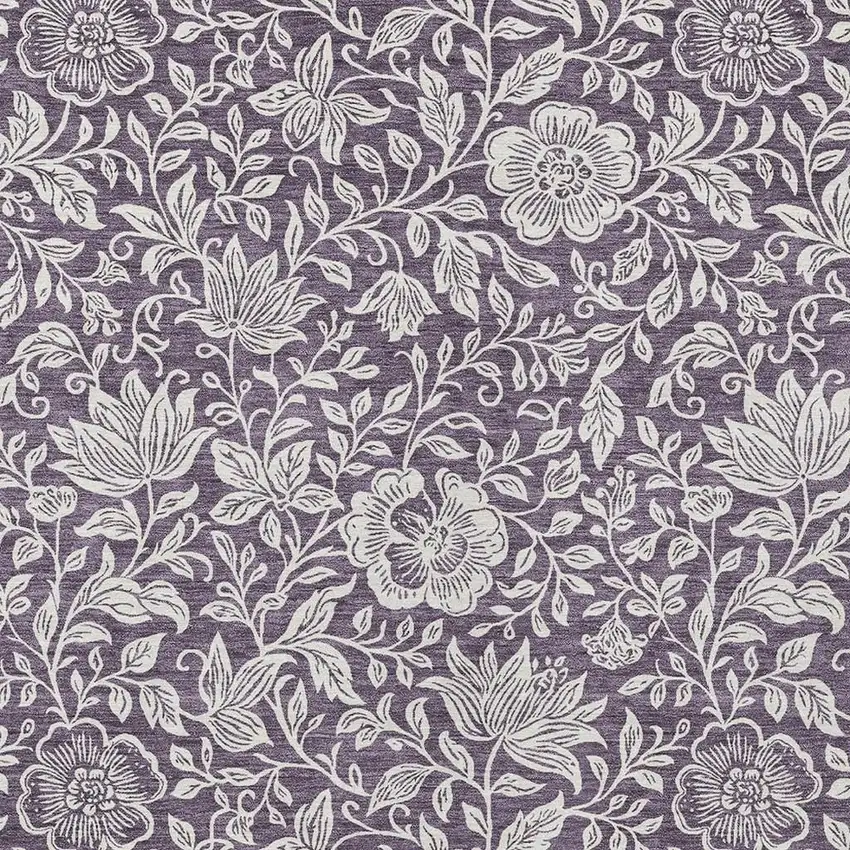 Plum And Ivory Floral Washable Indoor Outdoor Area Rug Photo 2