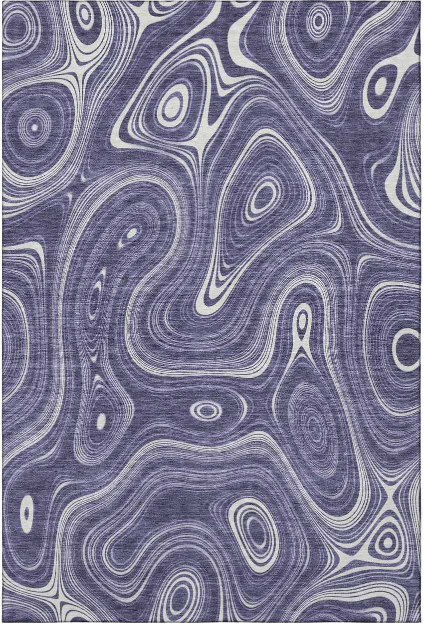 Plum And Ivory Geometric Washable Area Rug With UV Protection Photo 3