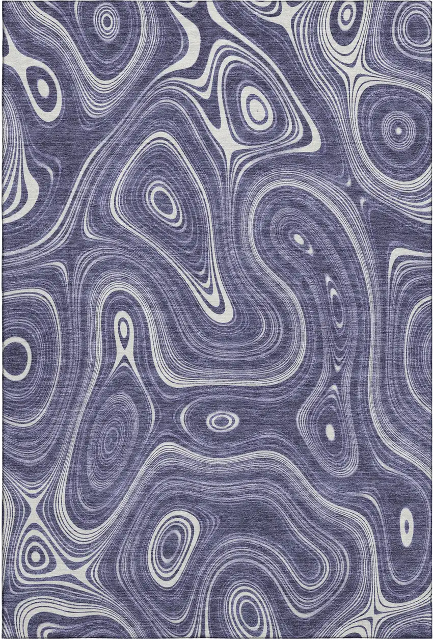 Plum And Ivory Geometric Washable Area Rug With UV Protection Photo 1