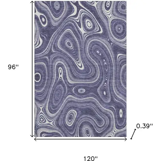 Plum And Ivory Geometric Washable Area Rug With UV Protection Photo 8