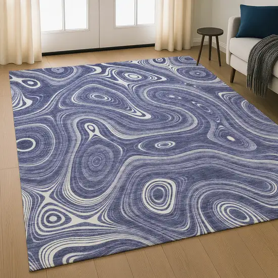 Plum And Ivory Geometric Washable Area Rug With UV Protection Photo 5