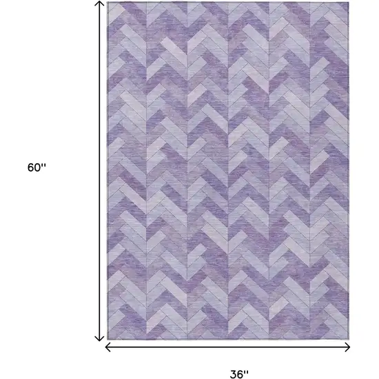 Plum And Ivory Geometric Washable Indoor Outdoor Area Rug Photo 3