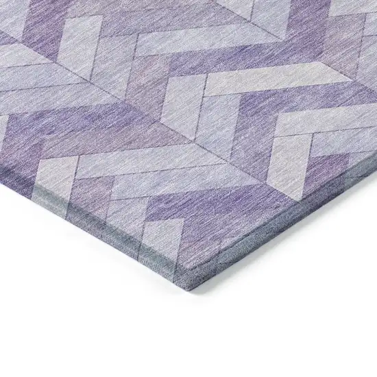 Plum And Ivory Geometric Washable Indoor Outdoor Area Rug Photo 7