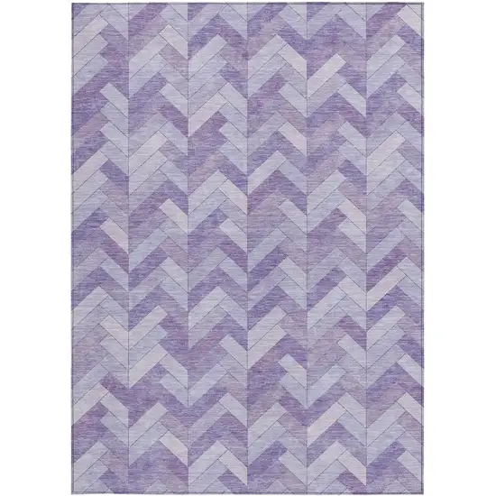 Plum And Ivory Geometric Washable Indoor Outdoor Area Rug Photo 4