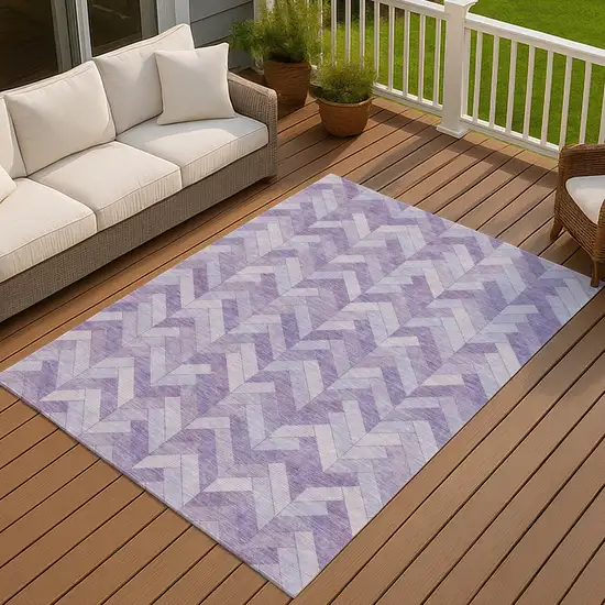 Plum And Ivory Geometric Washable Indoor Outdoor Area Rug Photo 7