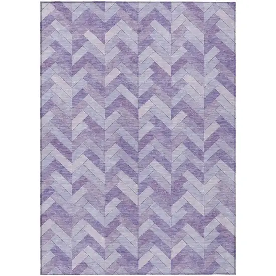 Plum And Ivory Geometric Washable Indoor Outdoor Area Rug Photo 2