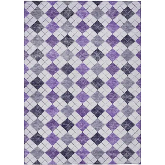 Plum And Ivory Geometric Washable Indoor Outdoor Area Rug Photo 2