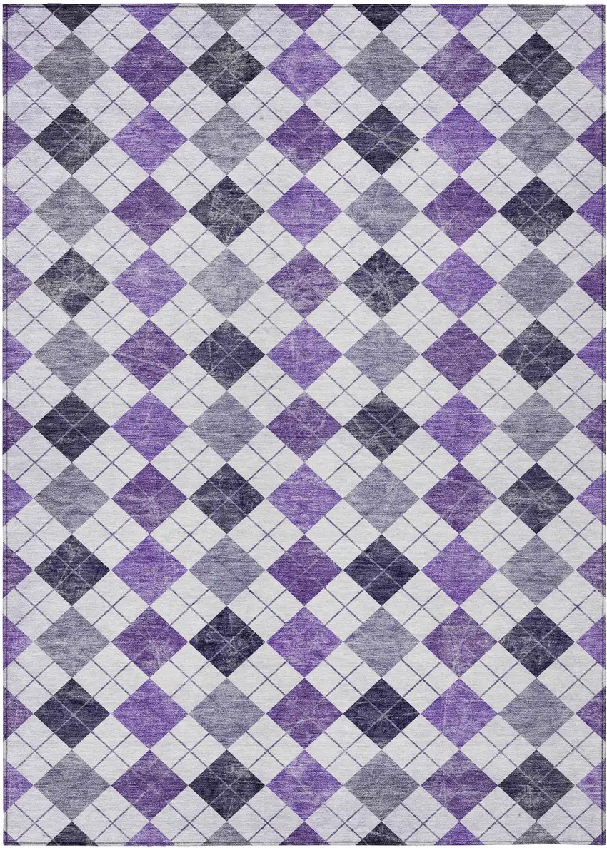 Plum And Ivory Geometric Washable Indoor Outdoor Area Rug Photo 2