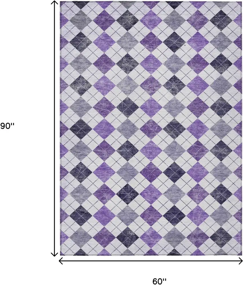 Plum And Ivory Geometric Washable Indoor Outdoor Area Rug Photo 3