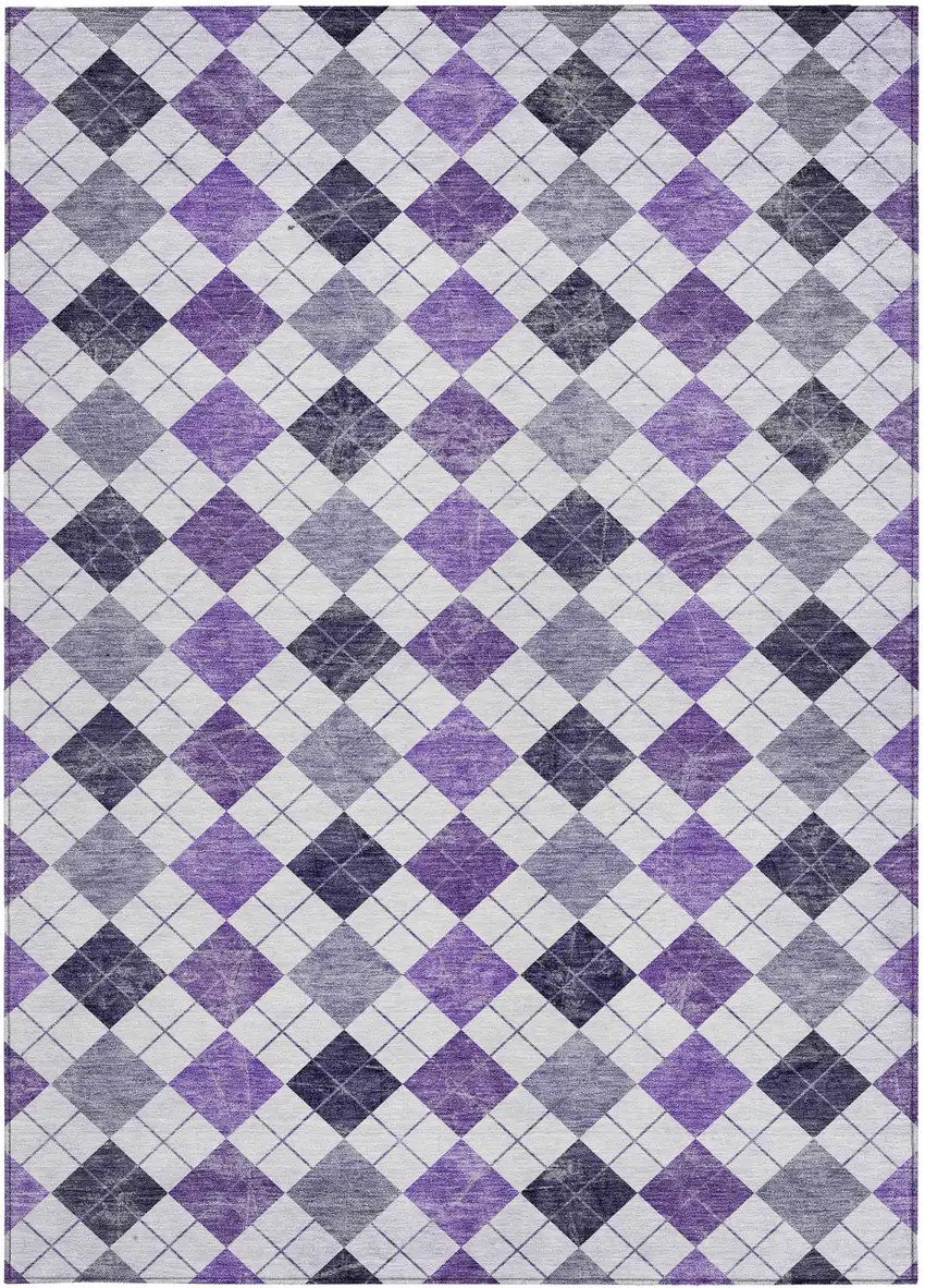 Plum And Ivory Geometric Washable Indoor Outdoor Area Rug Photo 5