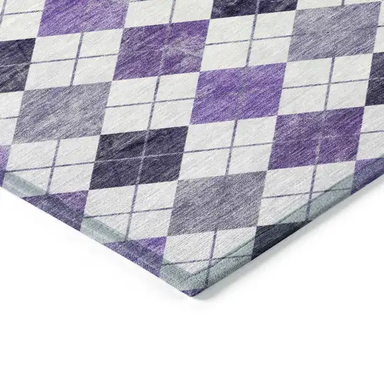 Plum And Ivory Geometric Washable Indoor Outdoor Area Rug Photo 4