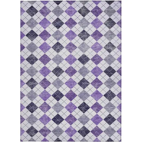 Plum And Ivory Geometric Washable Indoor Outdoor Area Rug Photo 2