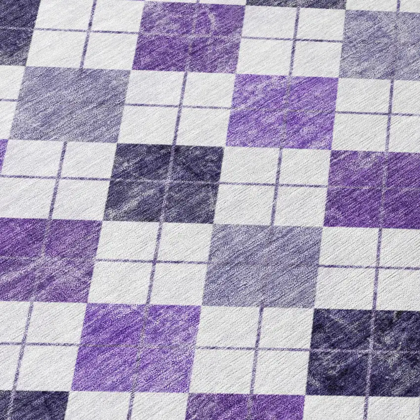 Plum And Ivory Geometric Washable Indoor Outdoor Area Rug Photo 9