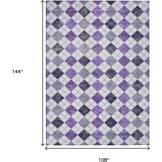 Plum And Ivory Geometric Washable Indoor Outdoor Area Rug Photo 3