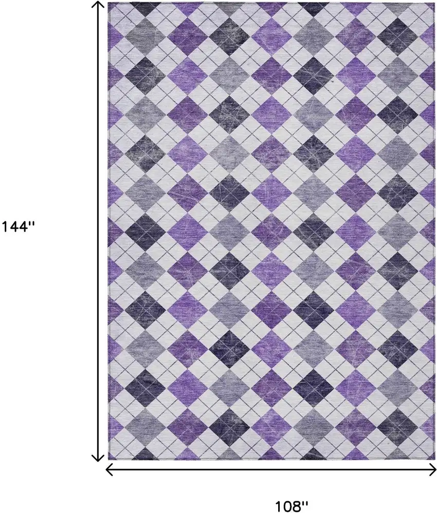 Plum And Ivory Geometric Washable Indoor Outdoor Area Rug Photo 3