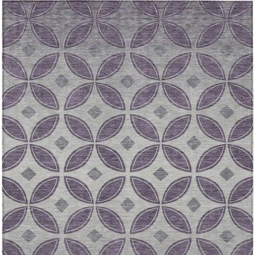 Plum And Ivory Geometric Washable Indoor Outdoor Area Rug Photo 3