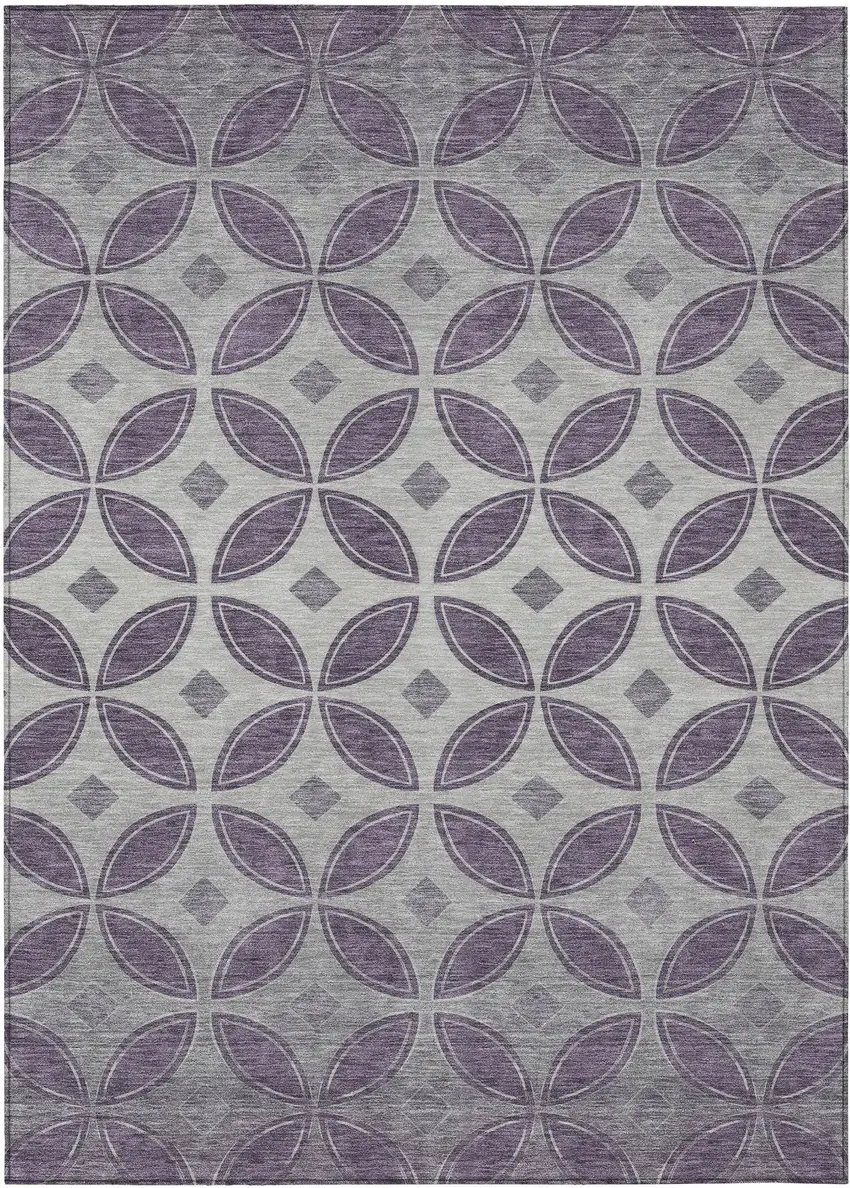 Plum And Ivory Geometric Washable Indoor Outdoor Area Rug Photo 1