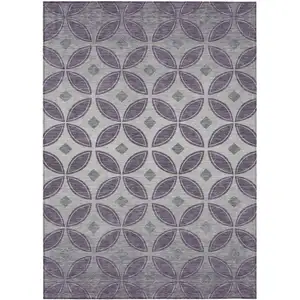 Photo of Plum And Ivory Geometric Washable Indoor Outdoor Area Rug