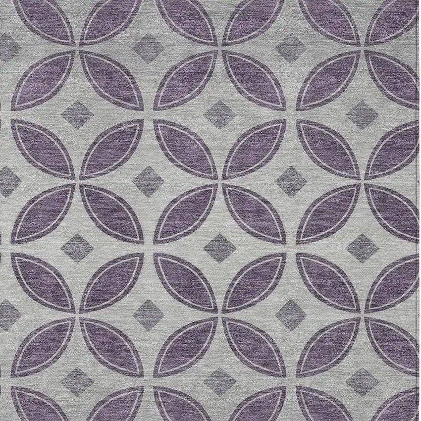 Plum And Ivory Geometric Washable Indoor Outdoor Area Rug Photo 2