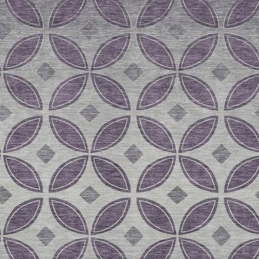 Plum And Ivory Geometric Washable Indoor Outdoor Area Rug Photo 2
