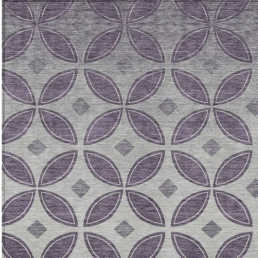 Plum And Ivory Geometric Washable Indoor Outdoor Area Rug Photo 2