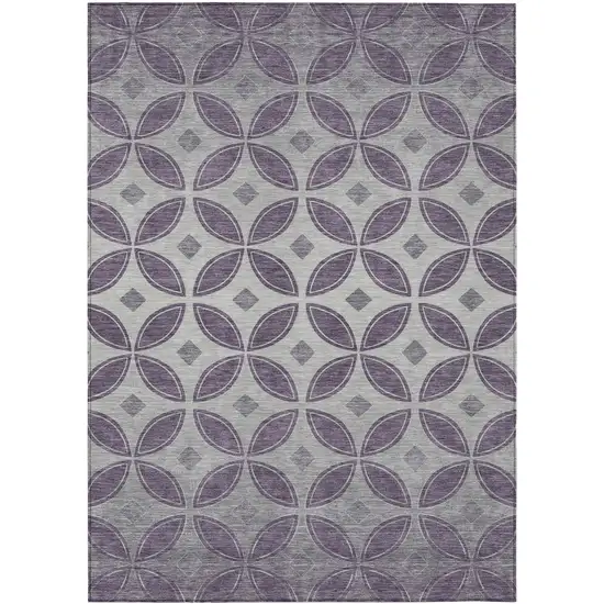 Plum And Ivory Geometric Washable Indoor Outdoor Area Rug Photo 1