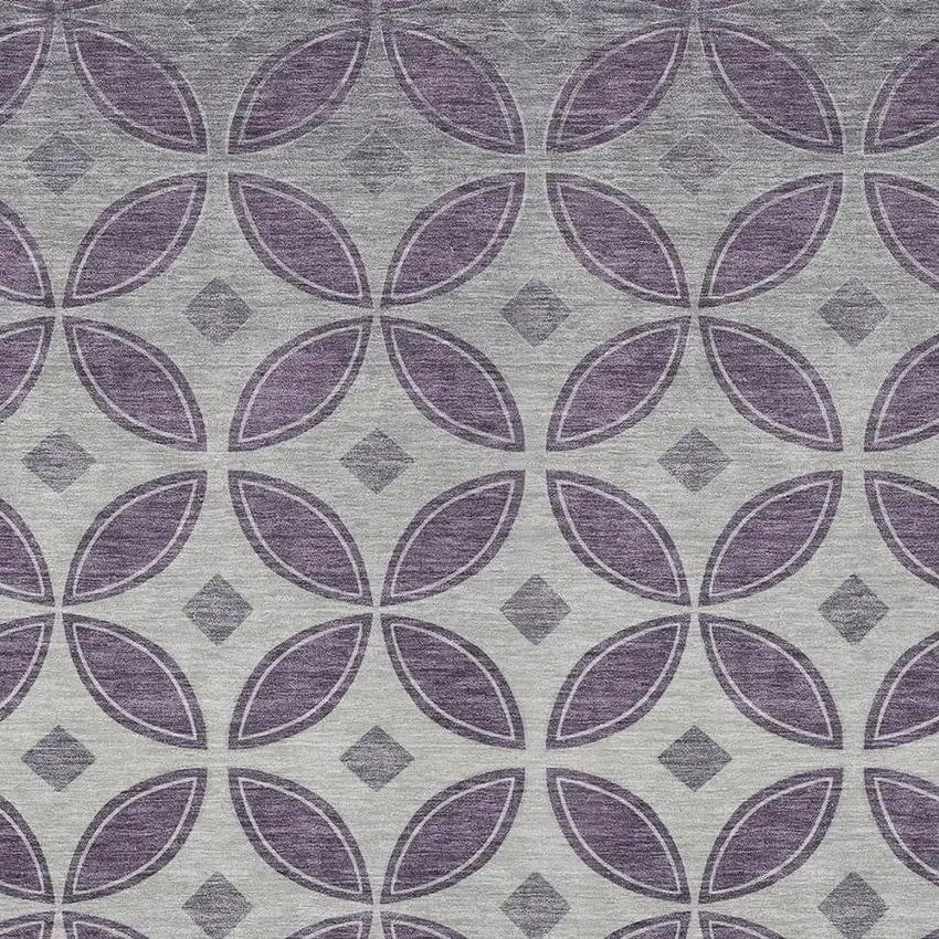 Plum And Ivory Geometric Washable Indoor Outdoor Area Rug Photo 2