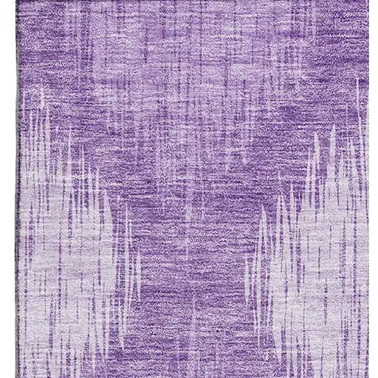 Plum And Ivory Ikat Washable Area Rug With UV Protection Photo 4