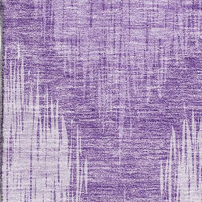 Plum And Ivory Ikat Washable Area Rug With UV Protection Photo 3